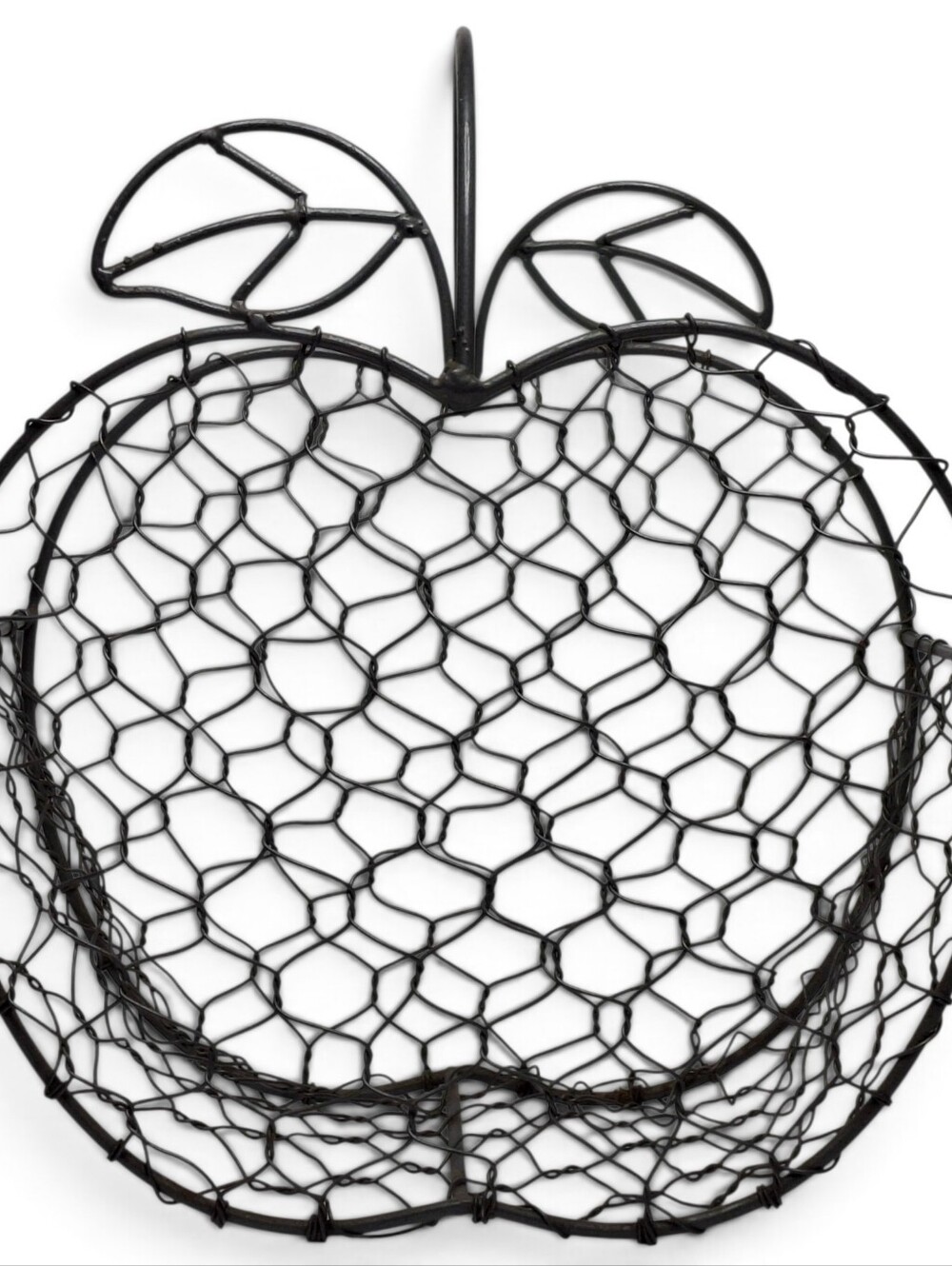 Apple Shaped Gray Chicken Wire Basket Country Kitchen Farmhouse Open Storage